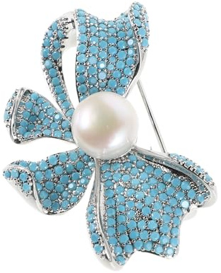 Hemobllo Spilla Fiocco Blu in Calaite e Pietre, Accessorio Elegante per Abiti da Donna, Regalo per Mamme e Ragazze