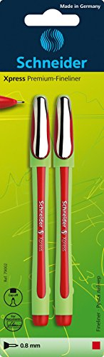 Schneider Xpress Fineliner (Tinte dokumentenecht, Strichstärke 0,8 mm, Made in Germany) 2er Set, rot