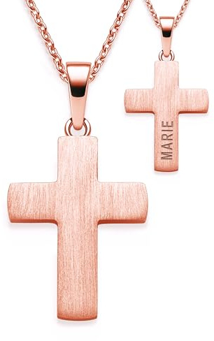 Kors kedja rosegold (silver 925 hög kvalitet förgylld) + lyxfodral + guldhänge äkta silver kors kedja roséguld utan sten korshänge kommunion konfirmation dopp kedja FF525 VGRS e Rosegold förgyllt, cod. FF525VGRS38