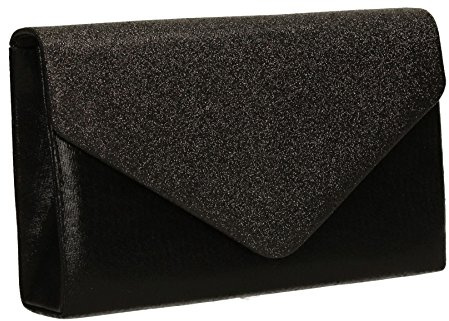 SwankySwans Bolso de embrague Kelly Glitter Envelope para mujer, Negro (Black), Talla Unica
