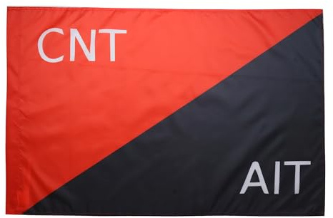 BANDIERA FEDERAZIONE ANARCHICA IBERICA 90x60cm - BANDIERA CNT-FAI SPAGNOLA 60 x 90 cm foro per asta - AZ FLAG