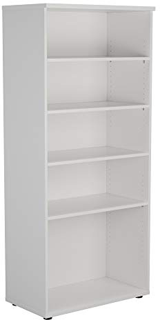 Office Hippo Heavy Duty Bookcase, Robust Book Case, Storage Unit with 4 Adjustable Shelves & Adjustable Feet, Stable Home Office Furniture, Simple To Assemble - White