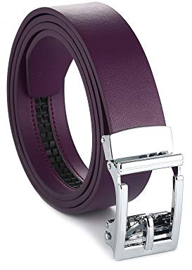 Gelante Genuine Leather Ratchet Dress Belt With Automatic Sliding Buckle - Minimalistic Style-Trim to Fit G706-Plum