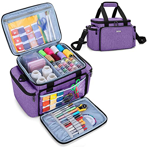 CURMIO Nähzubehör Tasche, Nähsets Aufbewahrungstasche, Nähaufbewahrung für nadeln, schere, maßband, faden und andere nähen zubehör, (KEINE Zubehör enthalten), Lila
