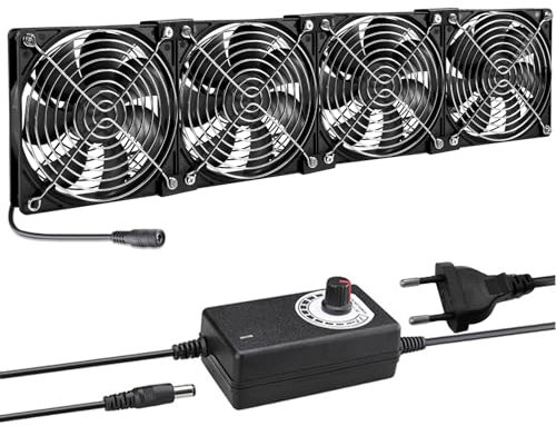 Joycabin 120mm Gehäuselüfter, 12V lüfter, Computer Lüfter mit Geschwindigkeitskontrolle, PC Lüfte, Bürstenlos Kühlung Lüfter PC Lüfter für PC Computer Laptop, TV Box, AV Kabine, Router (4)
