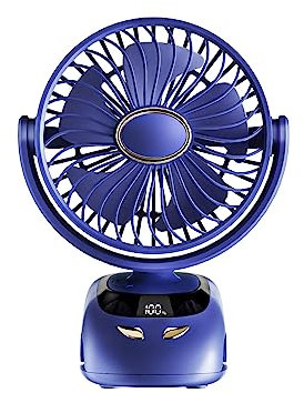 Banaone Ventilateur à Pince, 6000mAh Ventilateur Portable de Bureau Pince USB, 5 Vitessesc, Sur Silencieux avec Lumière LED, Pince Robuste pour Bureau Personnel, Voiture de Golf