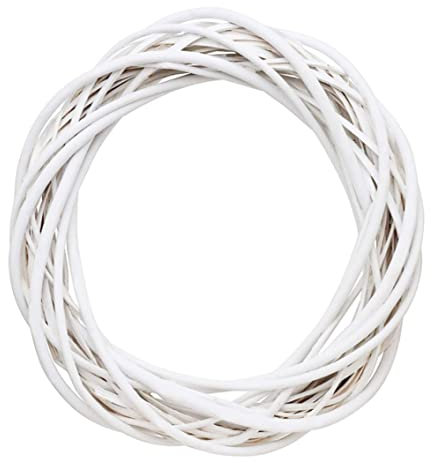 BEAHING Décor de Couronne en Osier, couronnes de rotin Naturel pour Artisanat de Bricolage, Anneau de Couronne de Couronne en Osier Blanc de 20 cm