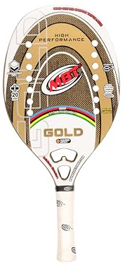 MBT GOLD, Racchetta Beach Tennis Gold Glitter Carbonio Triple Layer- Trattamento ruvido- Eva High Power – Leggera e Bilanciata – Profilo 20 mm - Custodia inclusa - Alan Maldini campione del Mondo 2010