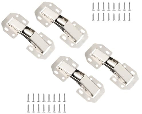 Lauviomify Charnière Porte Placard 4 Pièces - Charnière Porte 4 Pouces en Métal - Silencieuse, Durable - Facile à Installer - Argenté - Montage en Surface