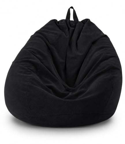 Highdi Bean Bag (No Filler),85x110cm Corduroy Bean Bags Adult, Black BeanBag Chair,Washable Lazy Sofa Soft Comfortable Indoor Outdoor for Garden Living Room Furniture