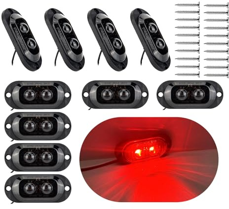 Krtopo 10PCS Luces de Posición Laterales LED 12-24V - Luces Indicadoras Laterales Remolque Luces Esquina Posición 3000k Luz Advertencia Universal Impermeable para Camión Caravana Coche (Roja)