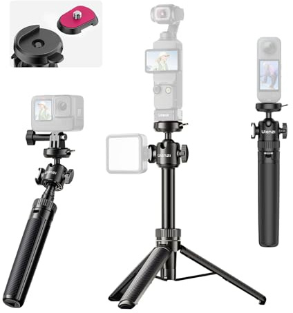 ULANZI MT90 Cka Mini treppiede per fotocamera a sgancio rapido per DJI Pocket 3/Osmo Action 5 4 3, Treppiede da viaggio 2 in 1 compatibile con Gopro/Insta360 X5 Ace/Ace Pro/X4,carico 1,5 kg