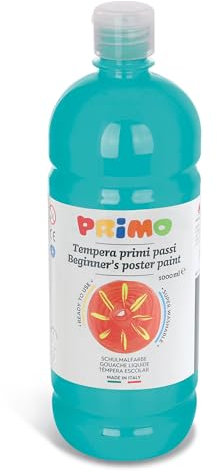 Primo – Abwaschbare Temperafarben für Kinder ab 3 Jahren und Anfänger, 1l-Flasche, Erste Schritte Temperafarben zum Malen auf Papier, Stoff, Glas und Mehr, Kreative Arbeiten für Kinder und Hobbys