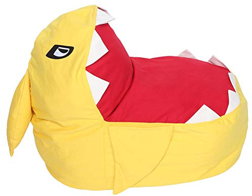 Kinder Sitzsack Stuhl, Adorable Shark Große Kapazität Füllbarer Reißverschluss Plüsch Spielzeug Organizer Kinder Spielzeug Sitz Gefüllte Aufbewahrungstasche für Kissen Handtücher Kleidung(Gelb)