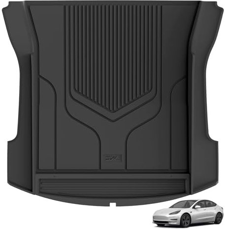 3W Car Boot Liner Custom Fit Tesla Model 3 2017-2023,TPE Trunk Mat Protector for Dog Pet,All Weater Waterproof Non-slip,UKCA Quality Certification,Car Accessories,Black