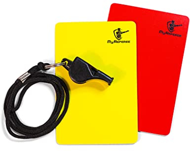 MyReferee Schiedsrichterset Starter Fußball inkl. Schiedsrichterpefeife, gelbe & rote Karte, Pfeifenschnur | Schiedsrichter-Set | Schiri