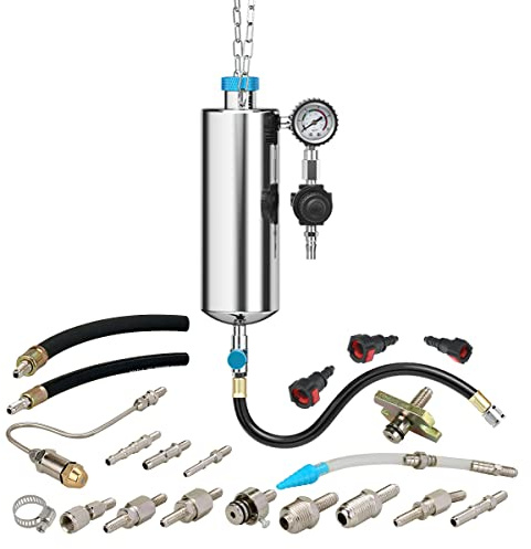 Fuel Injector Cleaner Tool Kit 1000ML 150PSI Disassembly-Free Fuel Injection System Cleaner Pressure Adjustment Fuel Injector Cleaning Machine with 20PC Adapter for Gasoline Car Throttle/Intake System