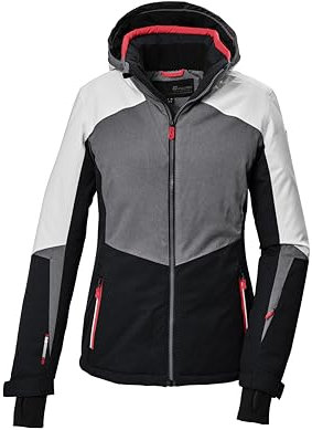 killtec Donna Giacca da sci/giacca funzionale con cappuccio e paraneve con chiusura a cerniera KSW 66 WMN SKI JCKT, graumelange, 46, 41952-000