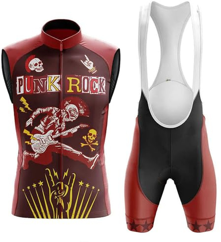 Abbigliamento Ciclismo Uomo Completo Bici MTB Estivo Maglia Ciclista Senza Maniche,Maglietta Bicicletta Gilet e Salopette Pantaloncini con 19D Gel Imbottiti,Tuta da Ciclo Asciugatura Rapida(C4,L)