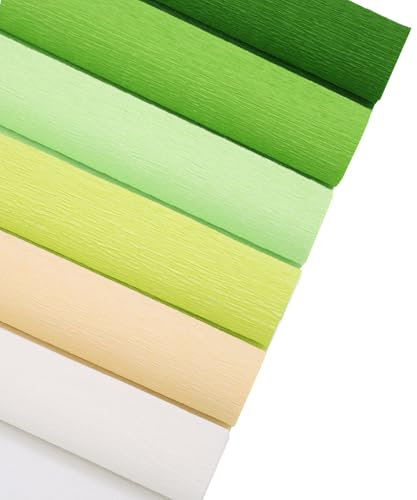 6 Farben Krepppapier 25x250cm krepppapier Bunt Zum Bunt Bänder Crepe Paper Schultüten-Ummantelung und Dekorative Party Streamer Blume DIY Kits für Papierhandwerkv- Grün