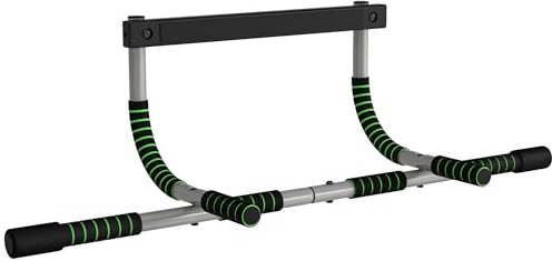 HOMCOM Doorway Pull up Bar, Door Frame Chin up Push up Bar for Home Gym Upper Body Workout, No Drilling or Screws, Green