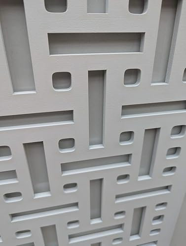 Wooden mesh decorative panel, wall partition, radiator cover grille, cut-outs, Kitchen furniture, laser cut in 6mm thick MDF (size 1200mm x 620mm) AL pattern. Made in the UK. (primed white)