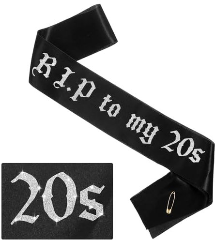Ymapinc R.I.P to My 20s - Fascia nera personalizzata per donne, decorazioni per compleanni, bomboniere, balli studenteschi, funerali, accessori per feste EMO