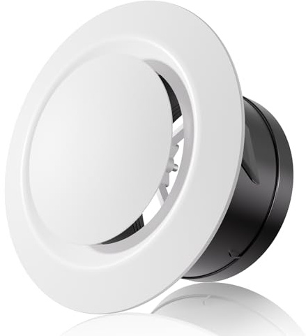 HG Power 4 Inch Adjustable Extractor Fan Vent Cover Tumble Dryer Vent Cover 100mm Vent Cover Closeable Round Air Vent Covers for Extractor Fan, Bedroom, White