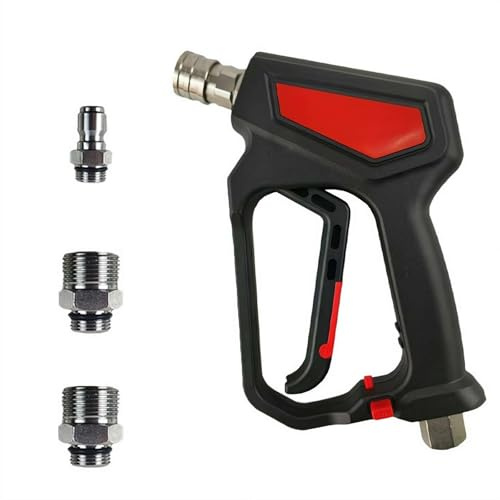 Pistola per idropulitrice corta, 12 GPM con connettore rapido da 1/4, maniglia di bloccaggio di sicurezza M22-14 mm e M22-15 mm girevole per lavaggio auto, compatibile con tubo flessibile