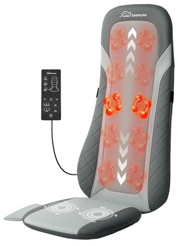 Snailax Shiatsu Back Massager with Heat,Full Back Massager for Pain Relief Deep Tissue,Longer Massage Chair Pad,Back Kneading Shiatsu or Rolling Massage for Chair