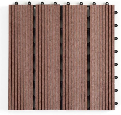 GPECTIFO Carreaux De Terrasse Extérieurs en Bois Et Plastique Emboîtables - Carreaux De Terrasse Composites Découpables - Tapis Intérieurs Et Extérieurs avec Système De Drainage