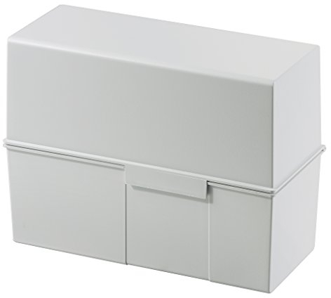 HAN Karteibox DIN A5 quer – innovatives, attraktives Design für 500 Karteikarten mit Stahlscharnier und Schnappverschluss, lichtgrau, 975-11, 1 STÜCK