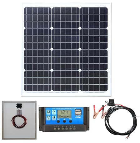 LOWENERGIE 40W Mono Solar Panel Battery Charging Kit with Charger Controller For Caravans, Motorhomes, Boats & Any Flat Surface. K1