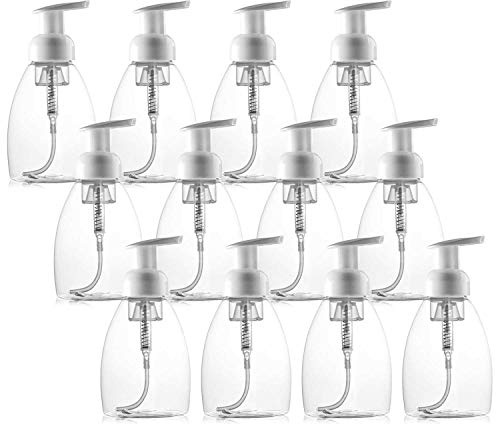 Bekith 12 Pack Foaming Soap Dispenser Pump Bottles, 8oz (250ml) Foaming Hand Soap Dispenser, Refillable Liquid Soap Foaming Dispenser, Empty Plastic Bottles for Kitchen, Bathroom, Commercial, Clear