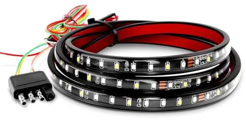 Nilight 60 Truck Tailgate Light Bar 108 LED Single Row Light Strip with Red Running Brake Lights Turn Signal White Reverse Light, 2 Years Warranty