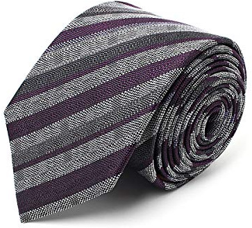 BRERA 67 Cravatta Uomo Righe Grigio Viola Elegante in Seta | Cravattino per Completo 150x7 | Cravatte Slim per Vestito da Cerimonia e per Abiti da Lavoro