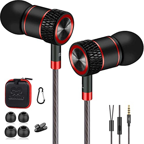 Auriculares, Jack 3.5 mm, con Reducción de Ruido de Radio, con Cable y Microfono, Headphones Wired, wired earbuds, Earphones, In ear, con Microfono Pc, Sonido Bajos Potentes, para Empresas Ordenador