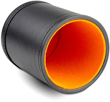 Leather Dice Cup for Board Games, Orange Felt Lining