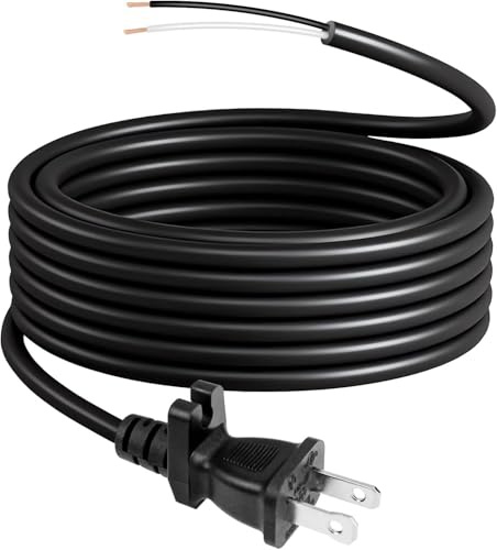 HASMX 30 Feet Long 17 Guage 2-Prong Replacement Power Supply Cord Cable for Shark, All Upright Eureka, Sanitaire, Bissell Vacuums Vacuum Cleaner Power Cord - Black Color, 1 Pack