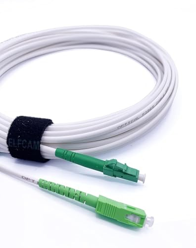 Elfcam® - Cavo Fibra Ottica LC/APC per SC/APC Simplex Monomodale 9/125μm OS2 LSZH, Bianco (1M)