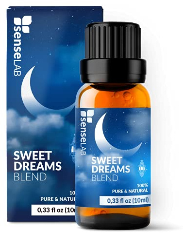 Mezcla de aceites esenciales Sweet Dreams, extracto 100% puro con aceites de lavanda, vetiver y incienso, calidad terapéutica, para difusores aromaterapia y humidificadores, de apoyo nocturno (10 ml)