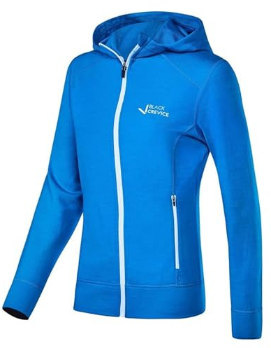 Black Crevice Damen Merino Kapuzenjacke, hawaiian blue, 42