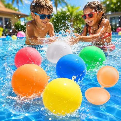 6 pièces bombes à eau, bombes à eau réutilisables bombes à eau en silicone autobloquantes avec ballon ballons à eau sans nœuds ensemble de bombes à eau colorées pour enfants jouets d'eau de plein air
