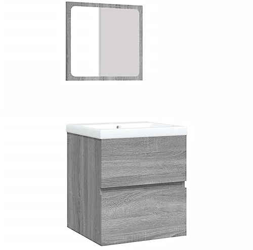 vidaXL Mobile da Bagno con Lavabo e Specchio Grigio Sonoma