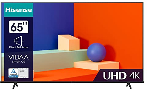 Hisense 65E6KT 164cm (65 Zoll) Fernseher, 4K UHD, HDR, Dolby Vision, Triple Tuner, Smart-TV, Bluetooth, WiFi, Alexa Built-In, DTS Virtual X, Hotel Mode, Schwarz [2023]