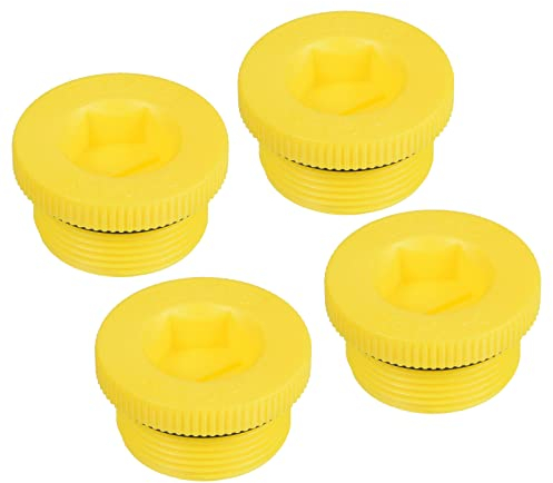 PATIKIL Retención Tapones M30x1.5, 4 Paquete PP Plástico Macho Roscado Hexagonal Zócalo Sellado Tornillo Extremo Tapa, Amarillo