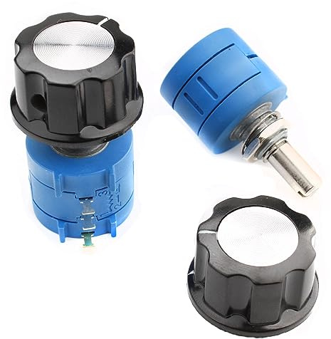 RUNCCI-YUN 2 PCS Potenciómetro 10K Ohm Resistencia ajustable Precisión Potenciómetro multivuelta 3590S Potenciómetro con hilo de precisión multivuelta,Resistencia ajustable+2 unids A03 Perilla