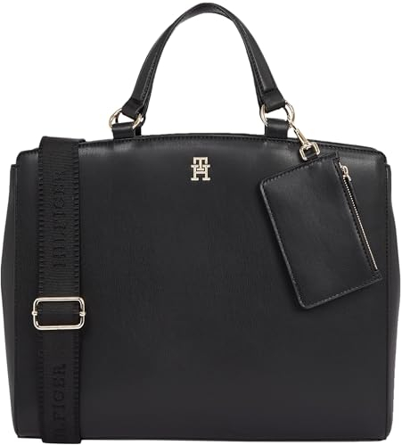 Tommy Hilfiger Damen Satchel Tasche Monotype mit Münzbörse, Schwarz (Black), Einheitsgröße
