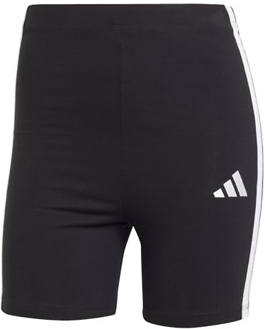 adidas Women's Essentials 3-Stripes High Waisted Biker Tights, Black/White, L