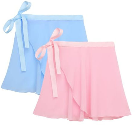 American Trends Girl's Ballet Skirts Sheer Chiffon Dance Skirt Ballet Wrap Skirt Dance Tutu for Toddler Ballerina Skirts Women Pink & Blue 2XL